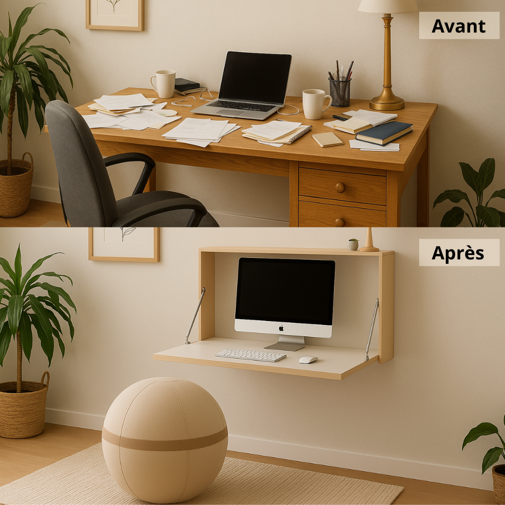 Medium Desk - Wall-mounted birch wood desk